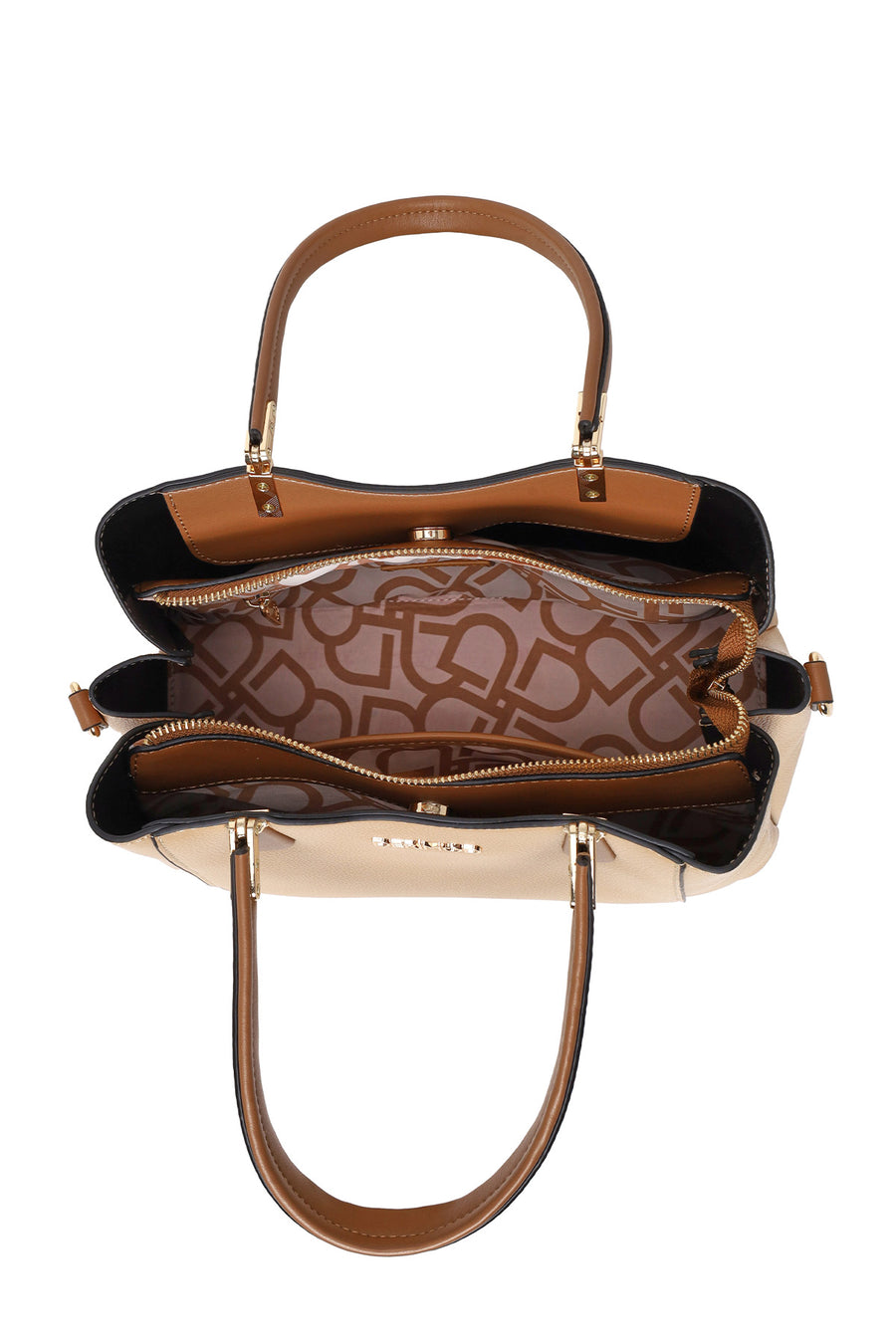 Woman Beige Long-Strap Shoulder Bag