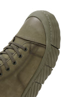 Men's Khaki Zippered Nubuck High Top Sneakers | Derimod