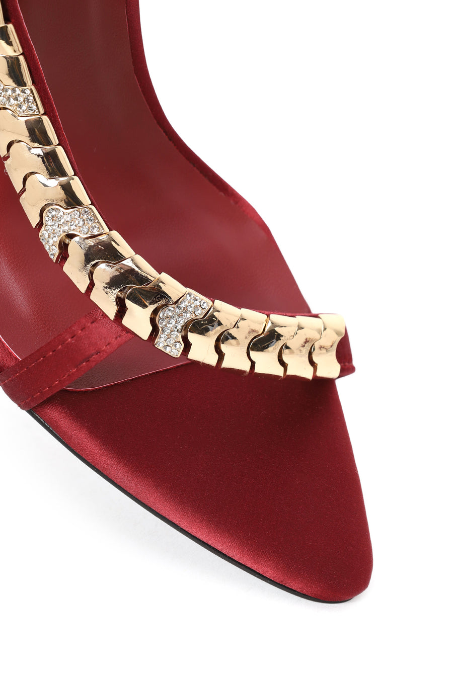 Woman Burgundy Embellished High Stiletto-Heel Sandal