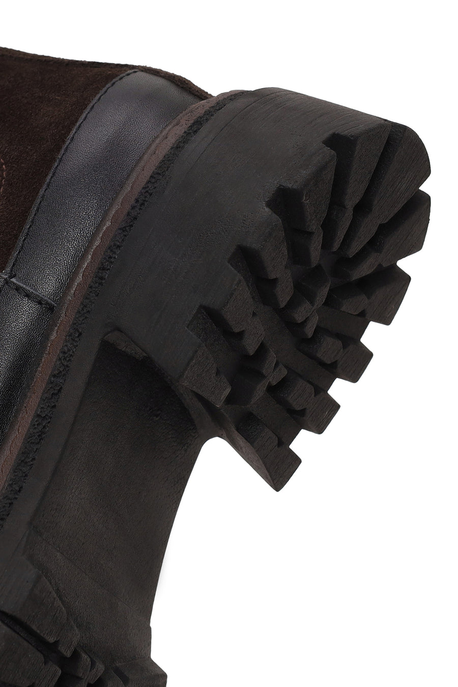 Woman Anthracite Thick-Soled Suede Chelsea Boots