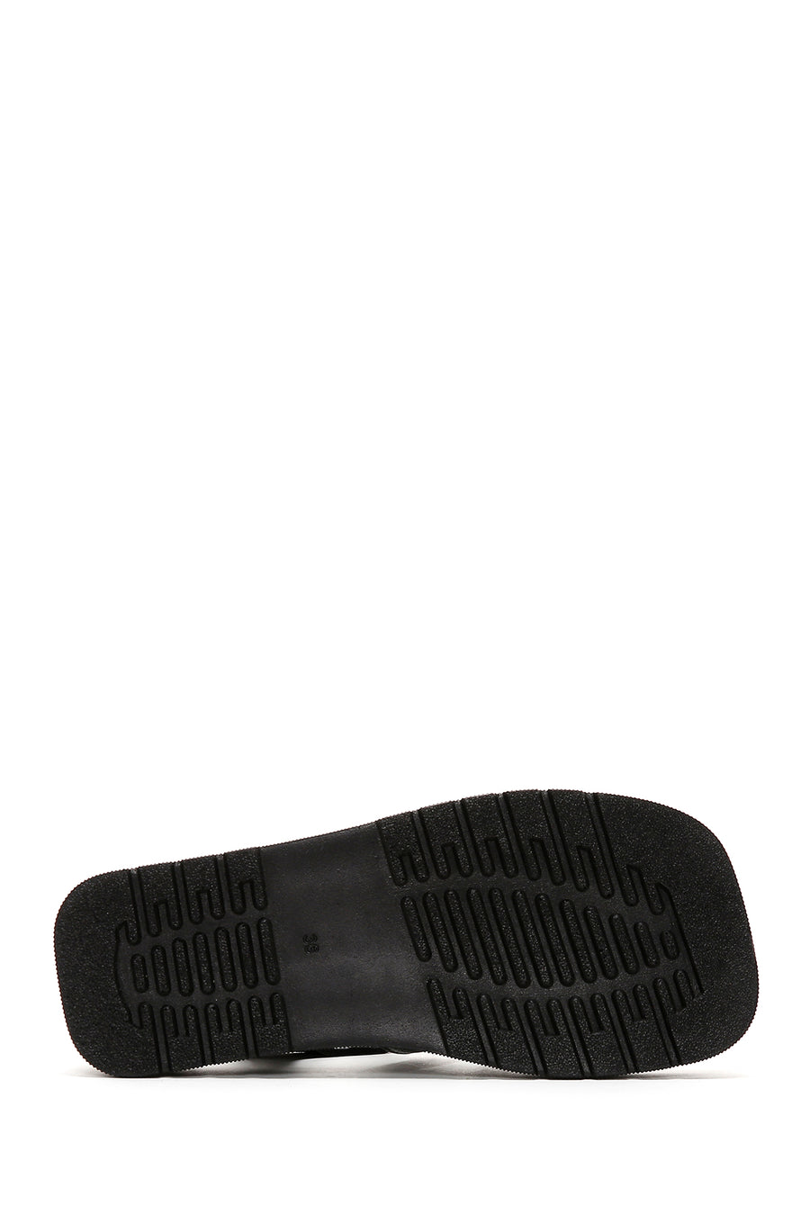 Women's Black Leather Thick Soled Sandals
