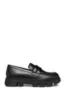 Geox Women's Black Wild Leather Moccasin Loafer | Derimod