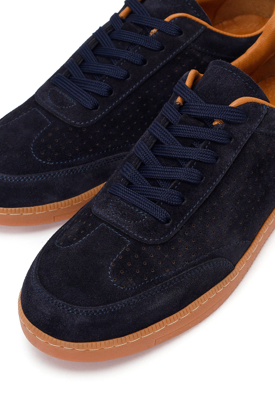 Men's Navy Blue Lace-up Suede Leather Sneaker