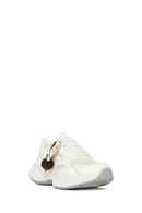 Women's White Lace-Up Chunky Sole Charm Sneakers | Derimod