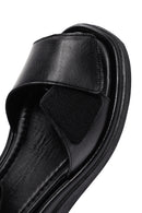 Women's Black Ankle Strap Leather Comfort Sandals | Derimod