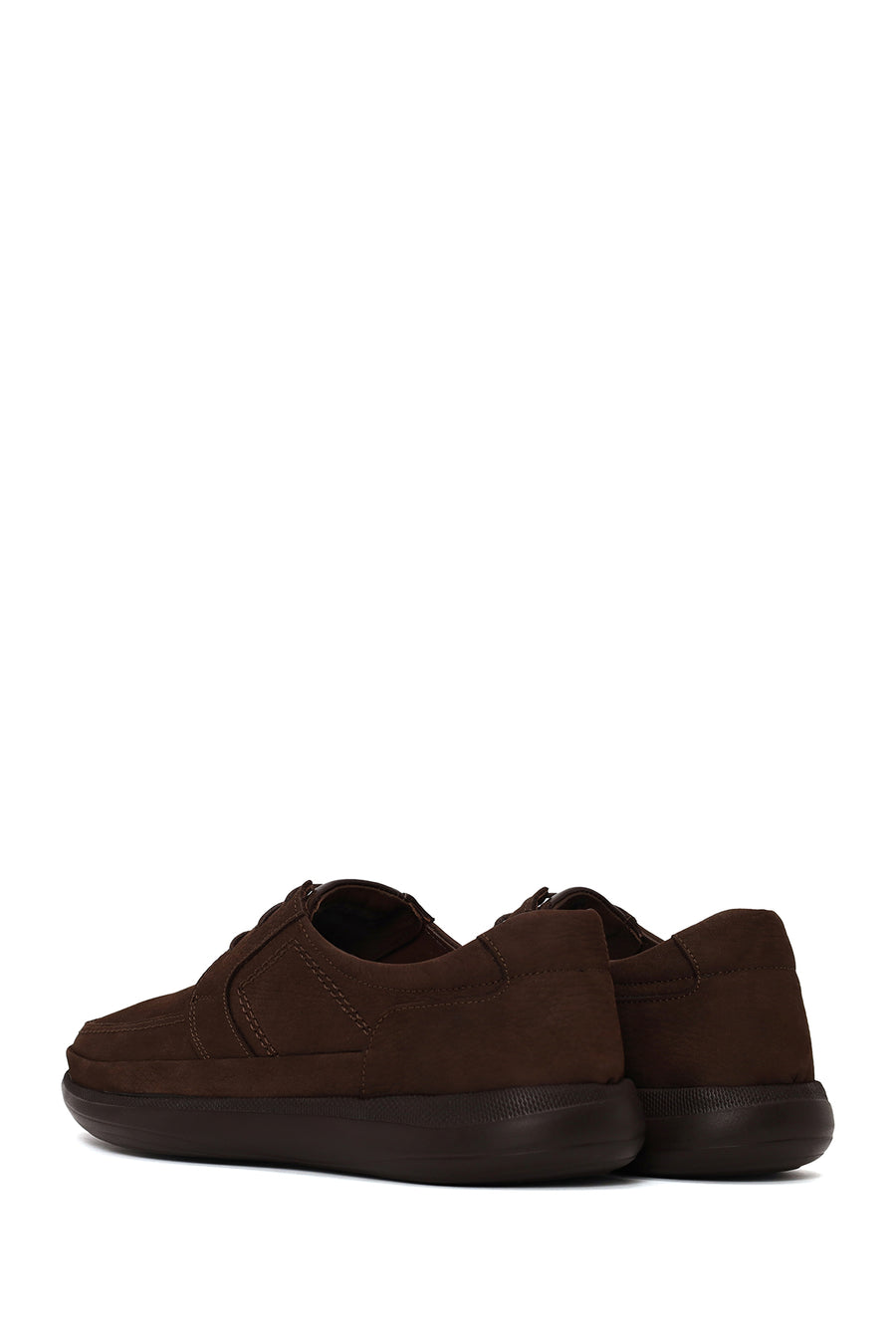 Male Brown Lace-Up Nubuck Leather Casual Shoes