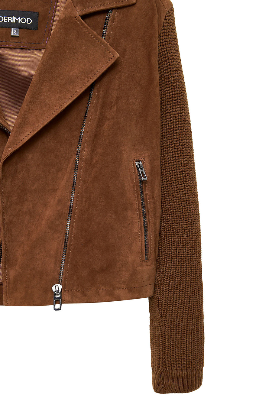 Marcy Women's Brown Double Breasted Suede Leather Jacket