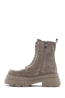 Women's Beige Suede Leather Boots | Derimod