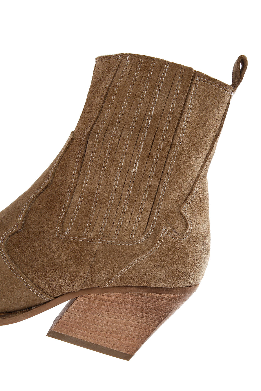 Women's Beige Suede Leather Heeled Cowboy Western Boots