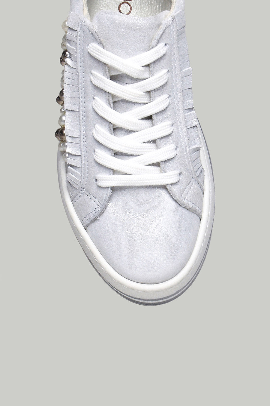 Silver High-Sole Women's Leather Sneaker