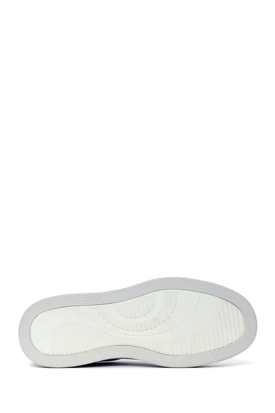 Male White Lace-Up Thick-Soled Leather Sneaker