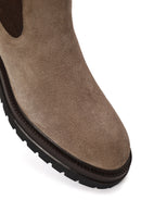 Male Beige Thick-Soled Suede Chelsea Boots | Derimod