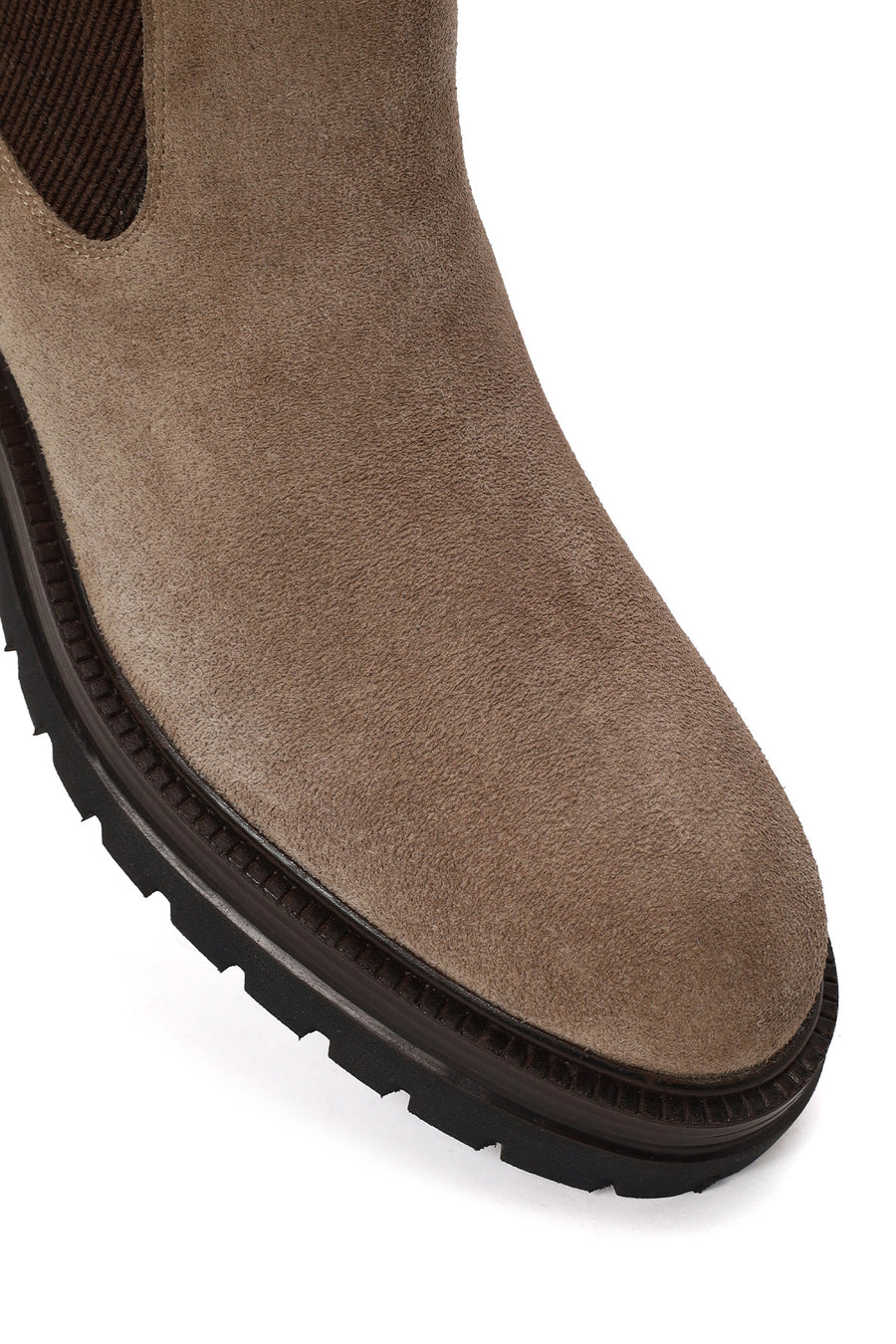 Male Beige Thick-Soled Suede Chelsea Boots