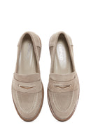 Women's Beige Suede Leather Loafer | Derimod