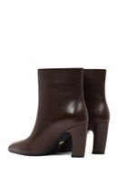 Women's Brown Thick Heeled Leather Boots | Derimod
