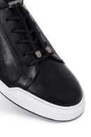 Male Black Lace-Up Thick-Soled Leather Sneaker | Derimod