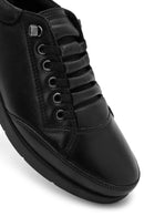 Woman Black Leather Comfort Shoes | Derimod