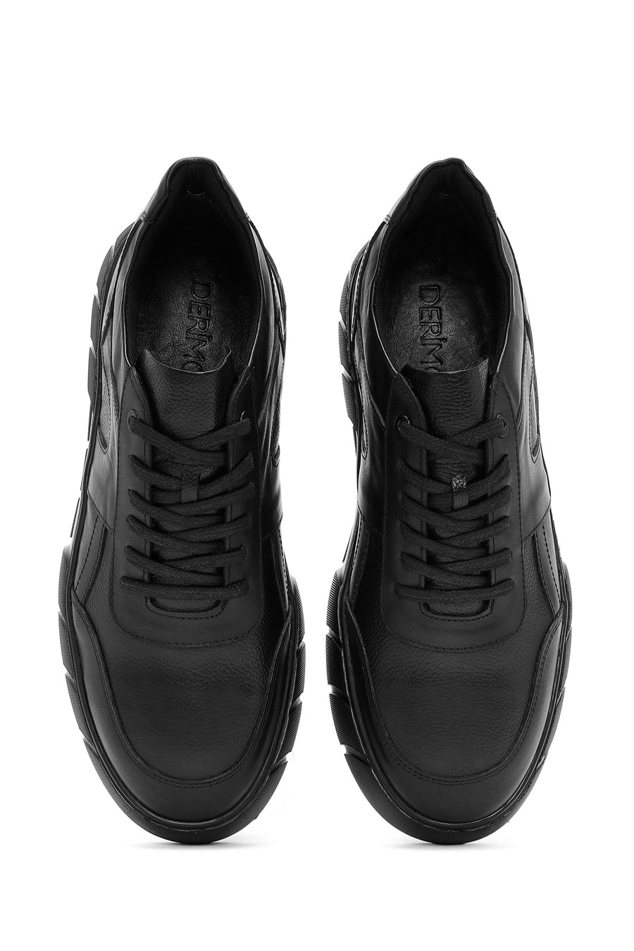 Men's Black Lace-up Leather Sneaker