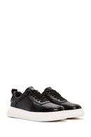 Men's Black Lace-up Thick-Sole Leather Sneaker | Derimod