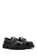Women's Leather Patent Leather Masculine Loafer | Derimod