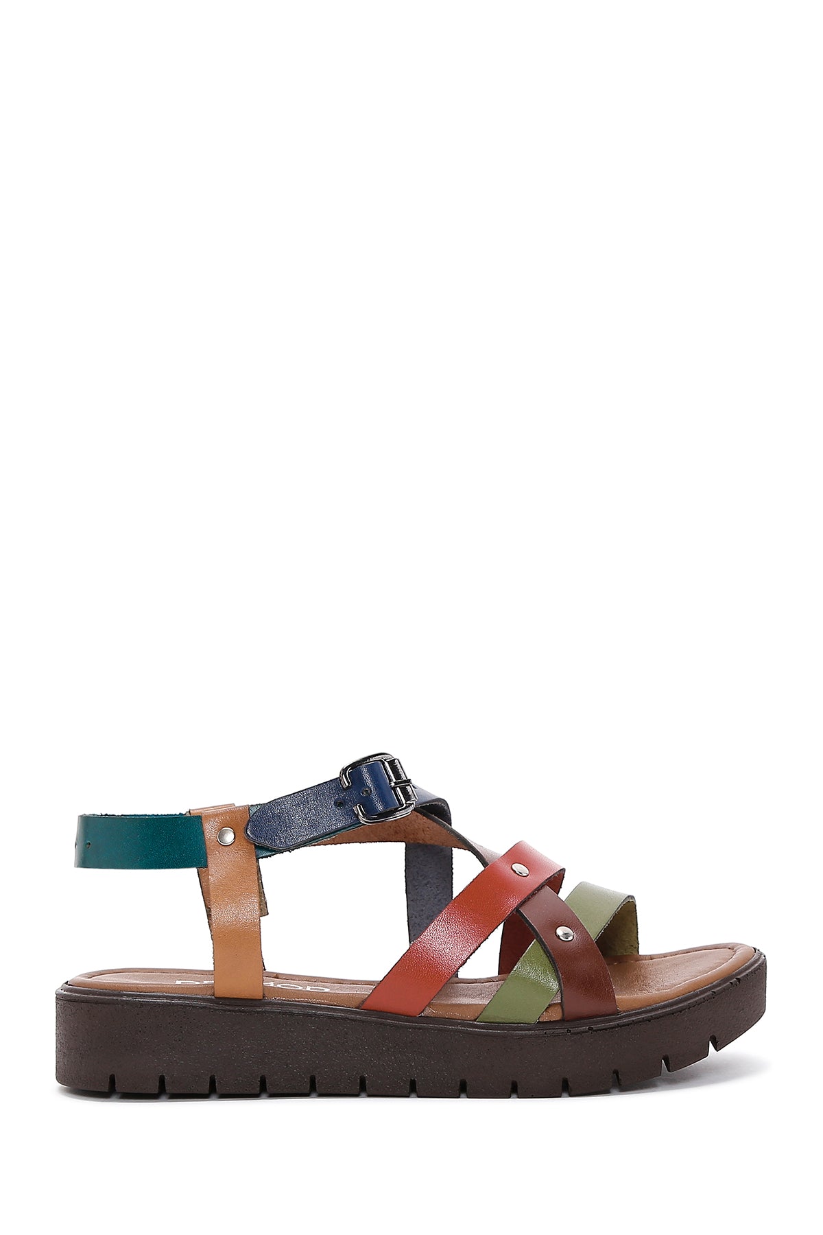 Women's Multicolored Ankle Strap Leather Bodrum Sandals 24SFD331518 | Derimod