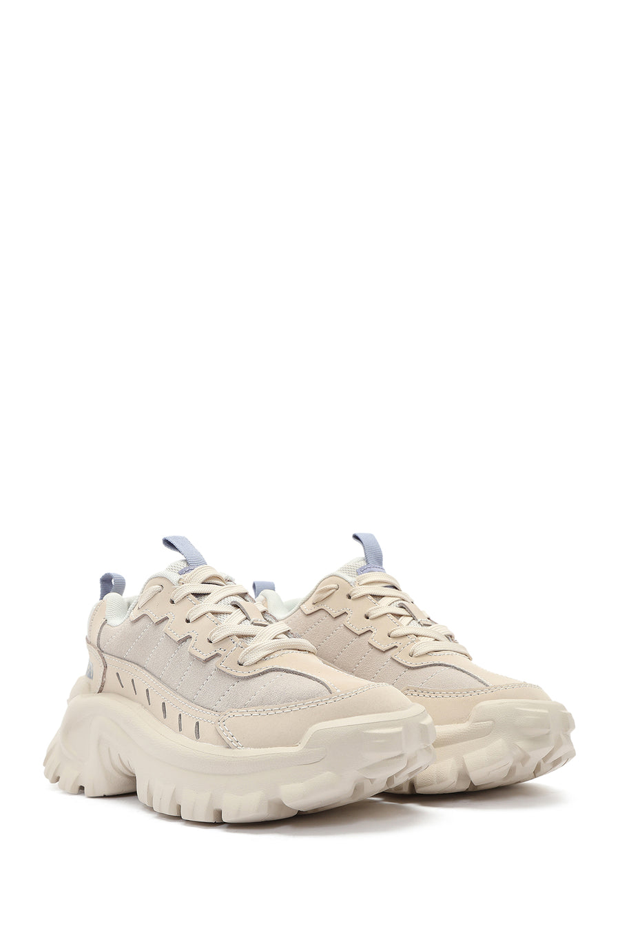 Caterpillar Women's Beige Intruder Essential Lace-Up Suede Leather Sneaker