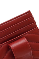 Woman Burgundy Quilted Card Holder | Derimod