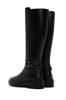 Women's Black Zippered Buckle Detailed Leather Casual Boots | Derimod