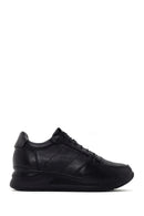 Women's Black Thick Sole Leather Casual Sneaker | Derimod