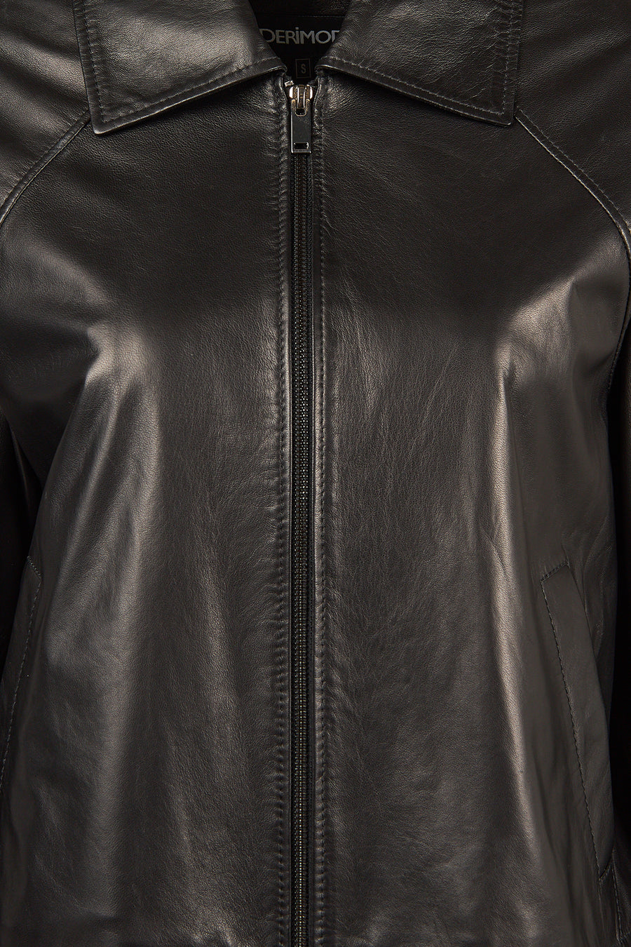 Miami Woman Black Oversize Short Leather Jacket