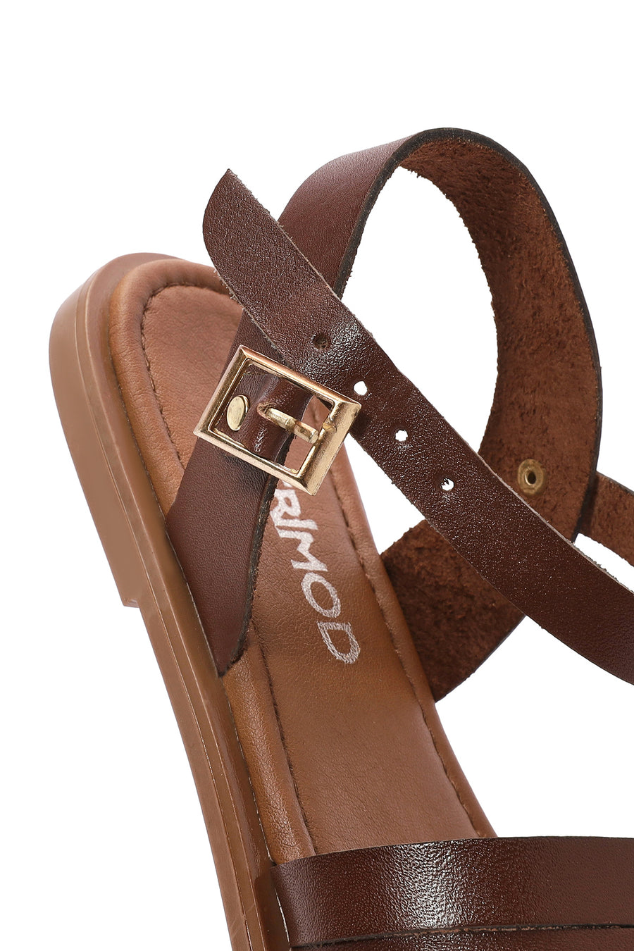 Women's Brown Ankle Strap Flip-Flop Leather Bodrum Sandals