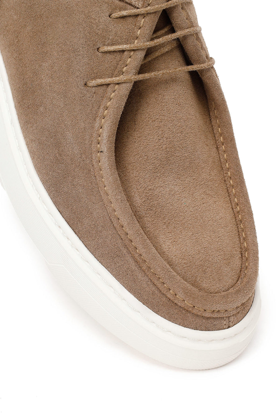Male Beige Lace-Up Thick-Soled Suede Casual Shoes