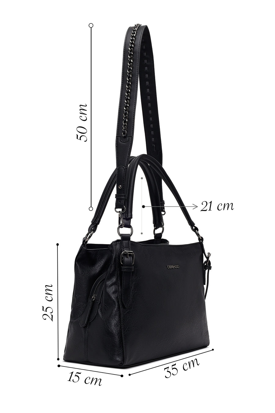 Woman Black Long-Strap Shoulder Bag