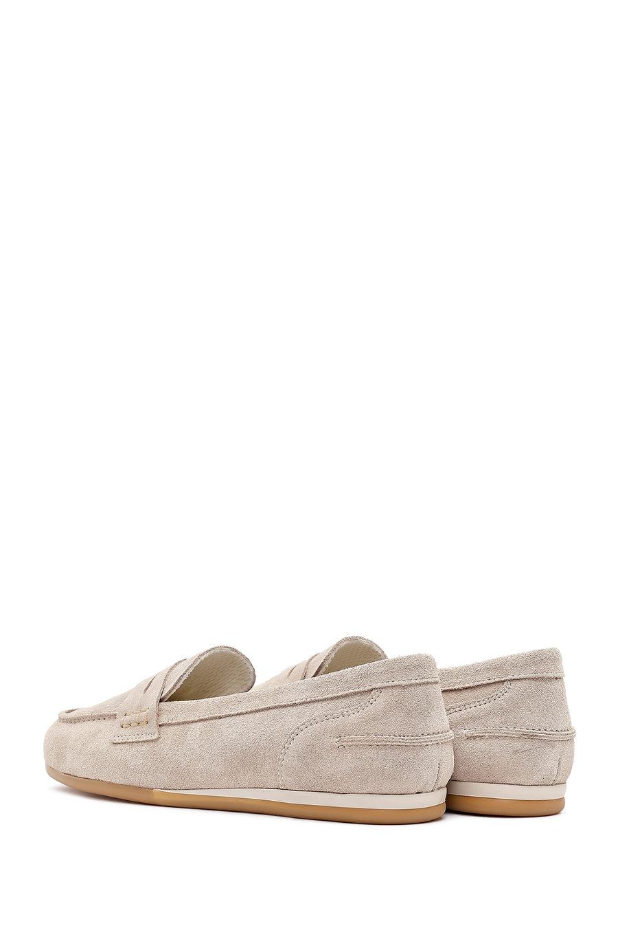 Women's Beige Suede Leather Loafer