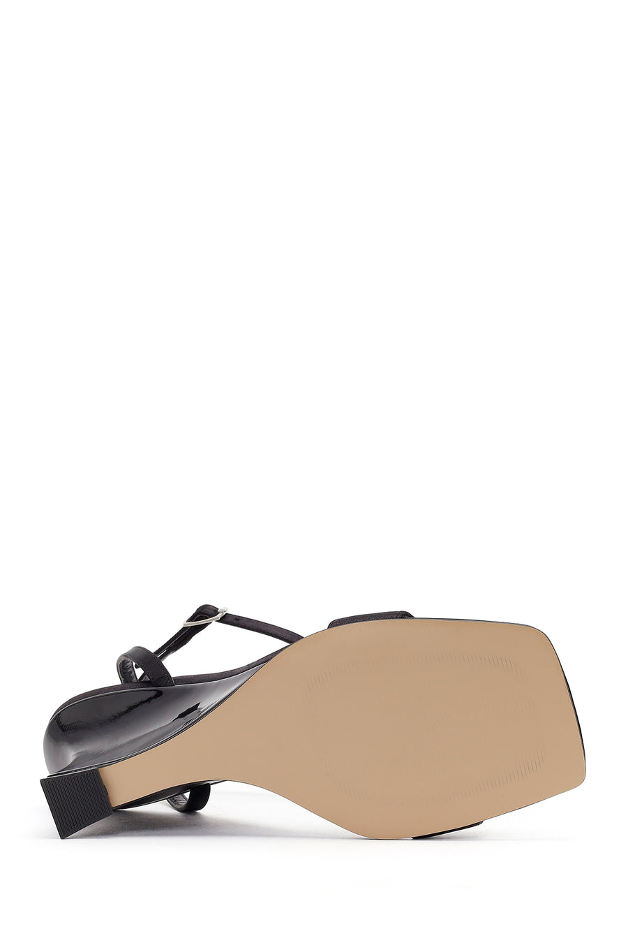 Women's Black Ankle Buckle High Platform Satin Sandals
