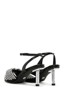 Women's Black Stone Thin Heeled Sandals | Derimod