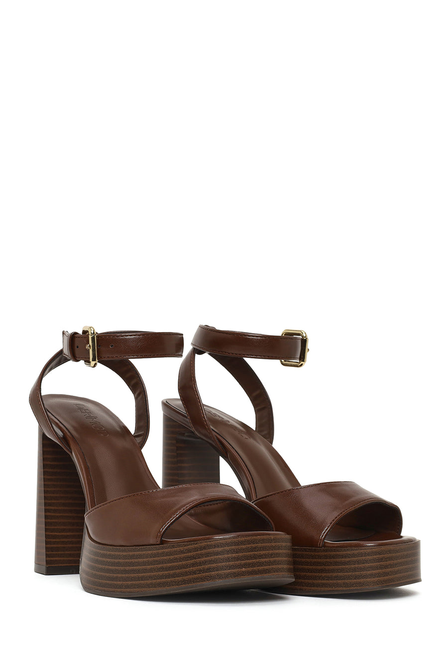 Woman Brown Platform Chunky High-Heeled Sandals