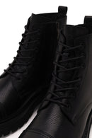 Male Black Lace-up Zip Closure Leather Casual Boots | Derimod