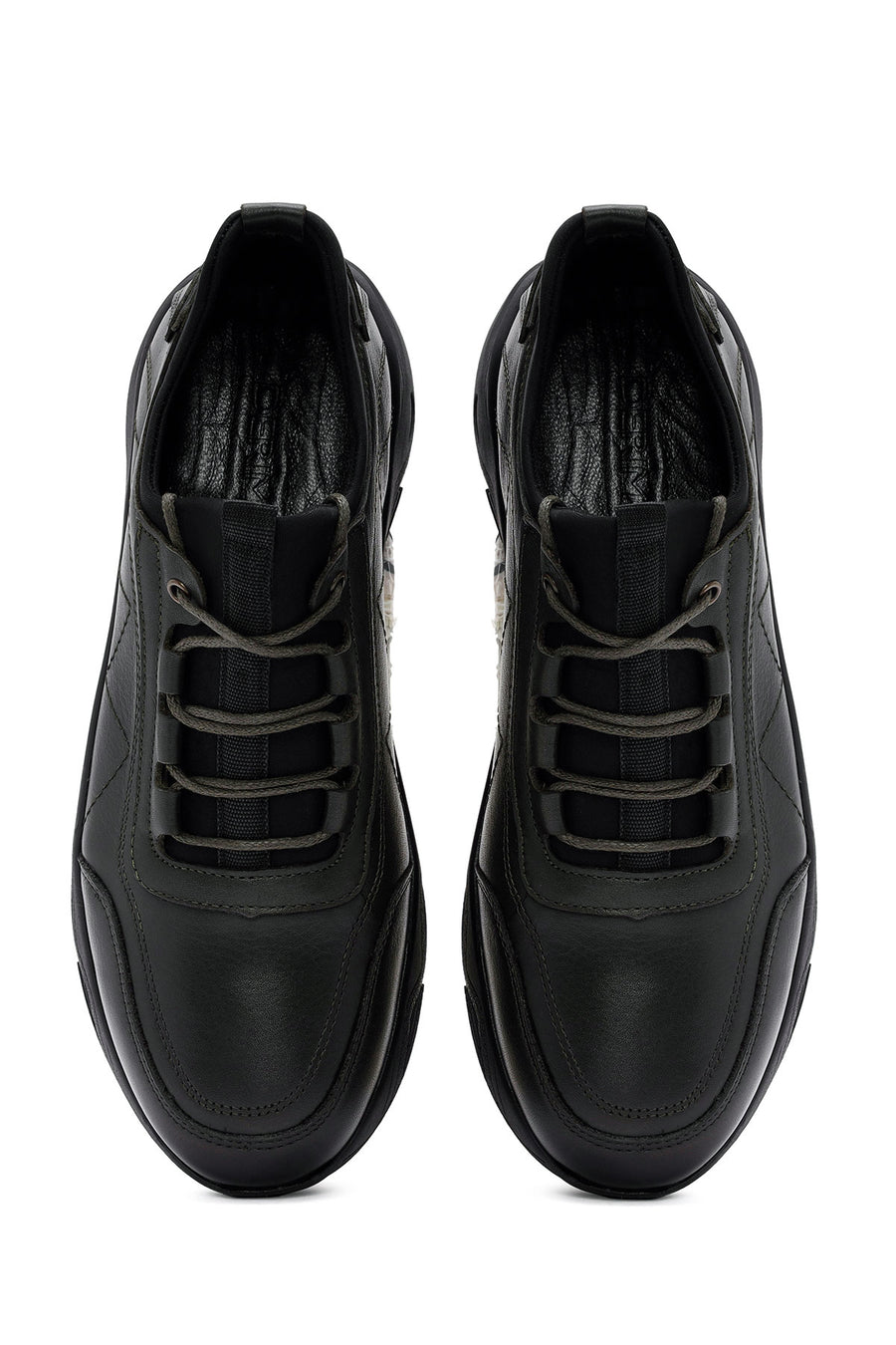 Men's Green Lace-Up Nubuck Leather Casual Shoes