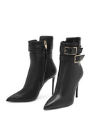 Women's Black Thin Heel Zippered Leather Boots | Derimod