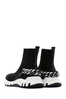 Women's Black Ankle Sneaker Boots with Chain Accessories | Derimod