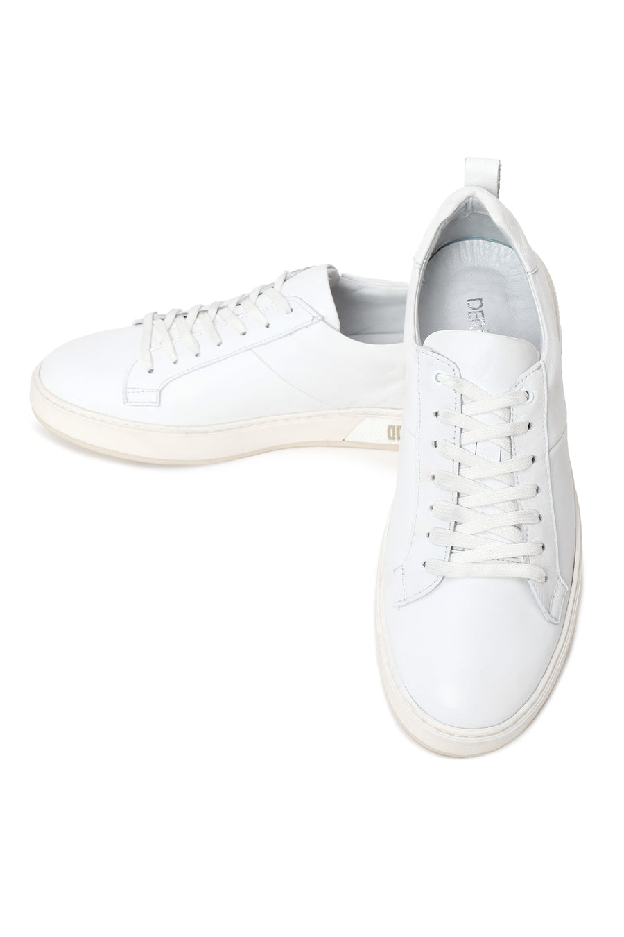 Male White Lace-Up Leather Sneaker