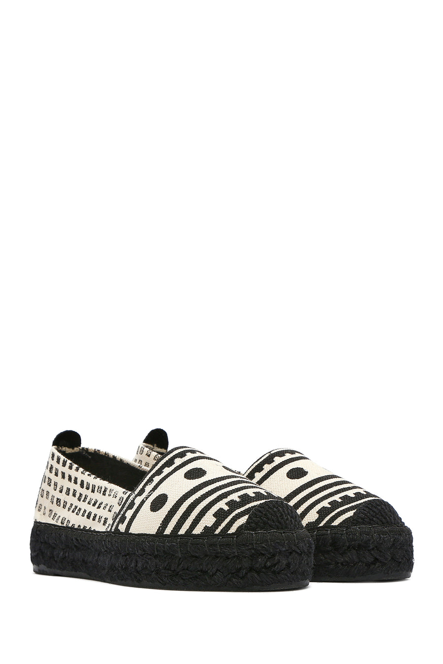 Kastamonu Stone Print Woman Black Patterned Espadrilles