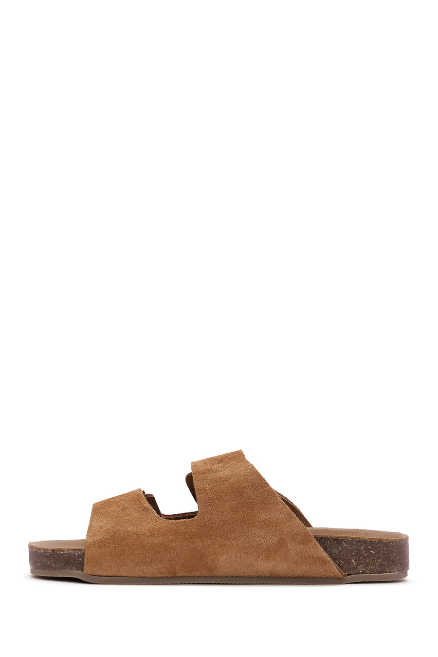 Women's Tan Double Buckle Suede Leather Slippers