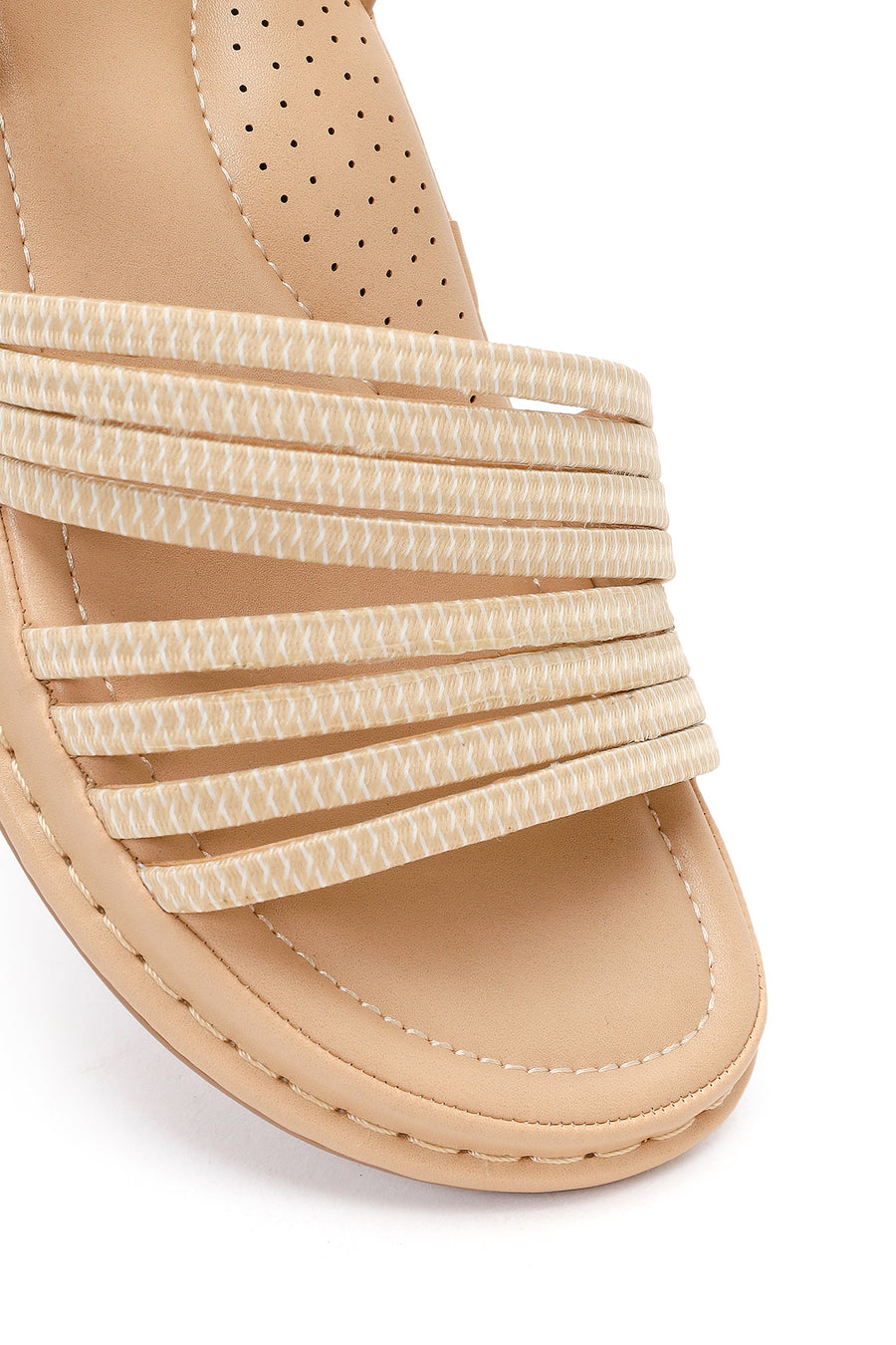 Women's Beige Thick-Sole Comfort Sandals