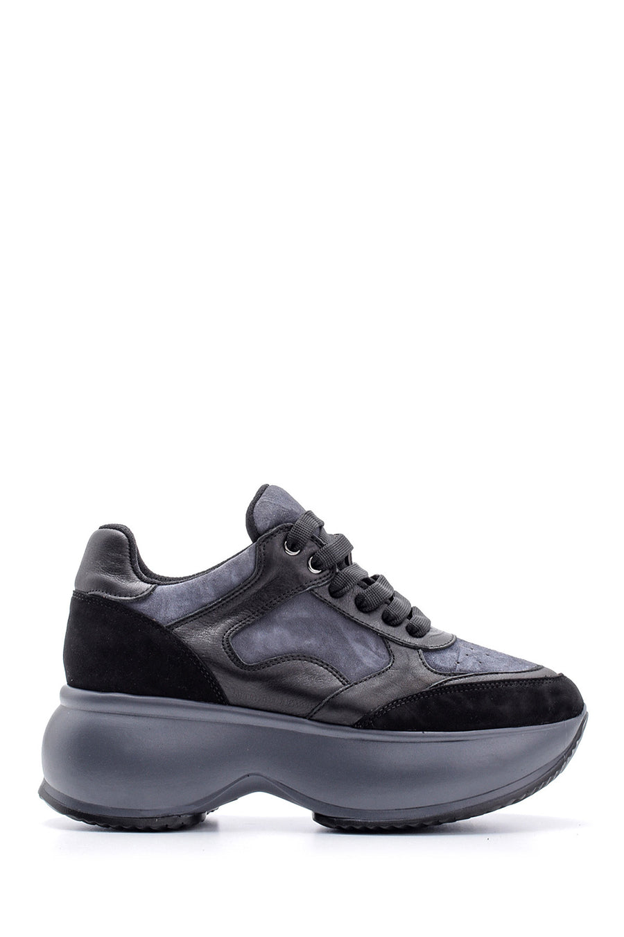 Women's High-Sole Leather Sneaker 19WFD242414 | Derimod