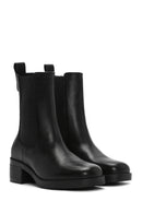 Women's Black Thick Heeled Leather Chelsea Boots | Derimod