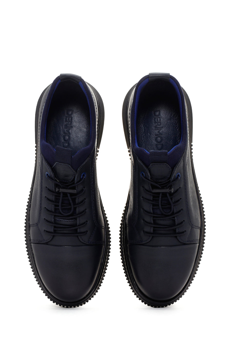 Men's Navy Blue Lace-Up Leather Sneaker