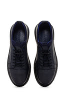 Men's Navy Blue Leather Sneaker | Derimod
