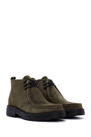 Men's Khaki Zippered Suede Leather Boots | Derimod